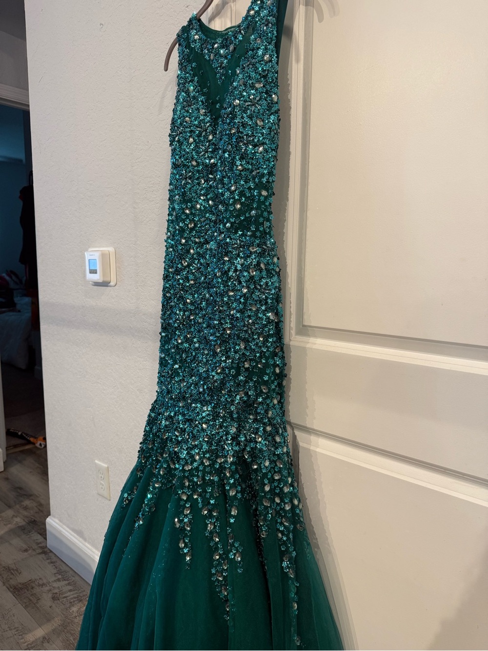 Beaded Teal Mermaid Wedding Dress